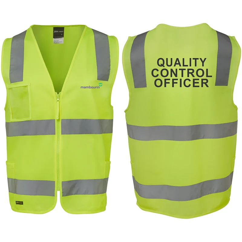 Hi Vis Safety Vest Zip Front Quality Control Officer